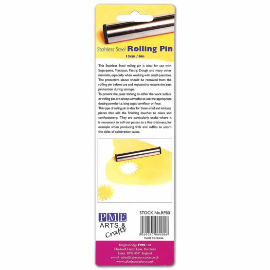 PME RP80 Stainless Steel Rolling Pin 15 cm (6-Inches), Silver - Image 3