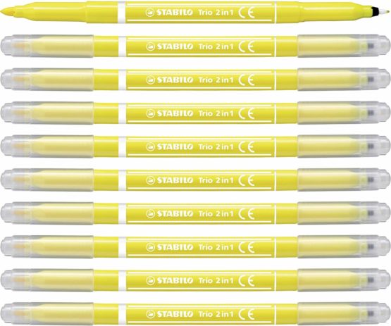 Felt Tip Pen - STABILO Trio 2 in 1 Box of 10 Yellow