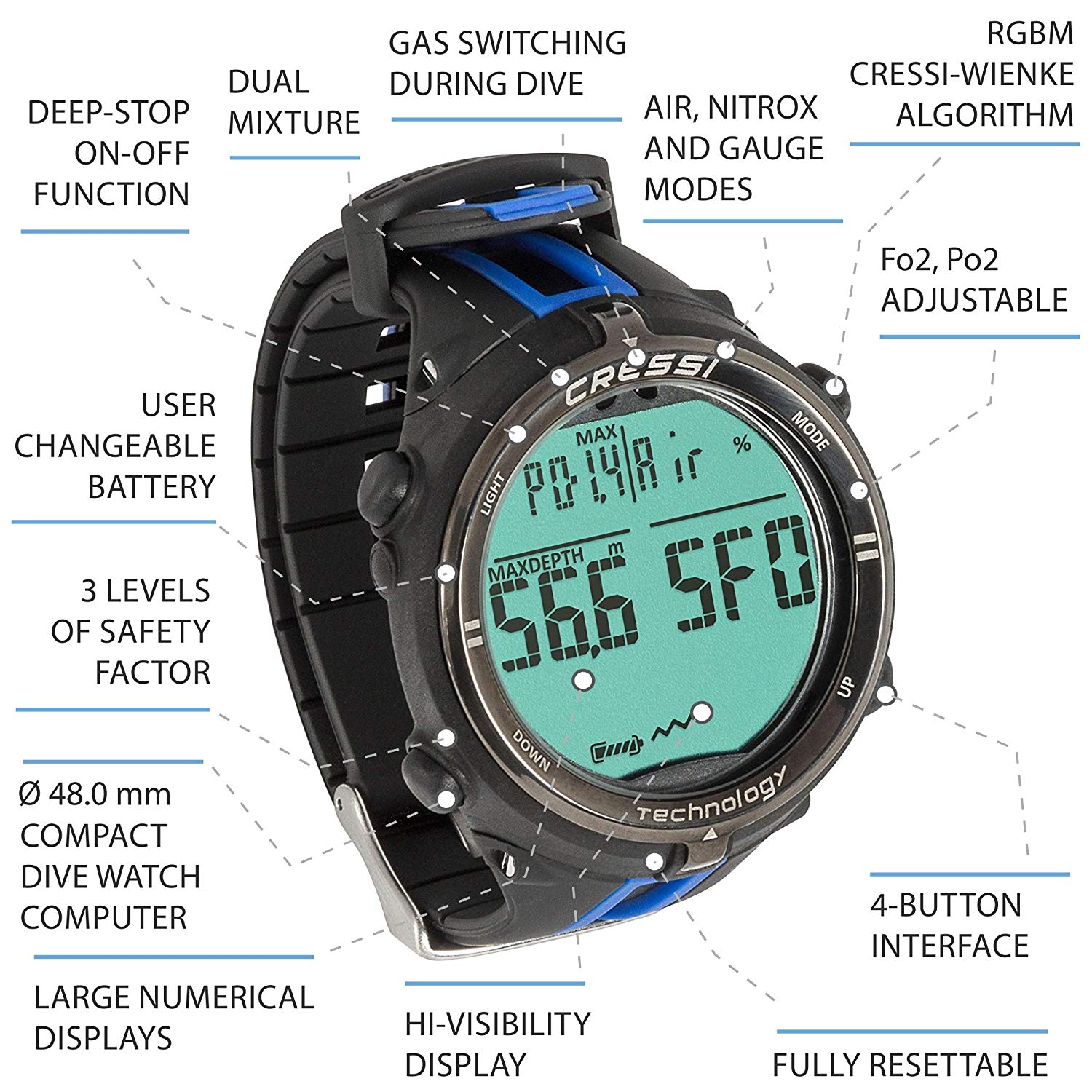 Cressi Newton, Titanium Dive Computer Watch – BigaMart