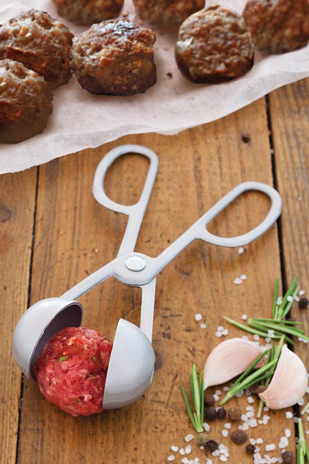 KitchenCraft Home Made Meatball Maker Tool with Non Stick Coating, Metal, 16.5 cm, Silver, Grey, 28 x 18 x 18 cm - Image 3