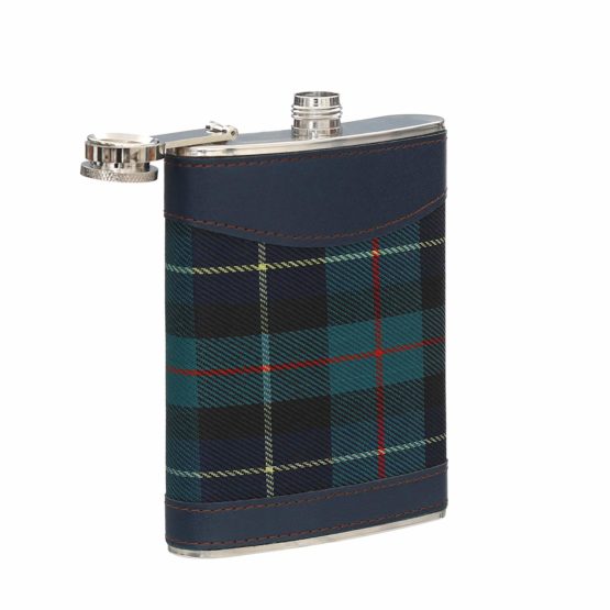 Premier Housewares 508266 Hip Flask Hip Flasks For Men Pocket Flask Flask Alcohol 8oz Hip Flask Mini Hip Flask Stitched Leather Trim Green Tartan Fabric 14hx10wx3d - Image 4