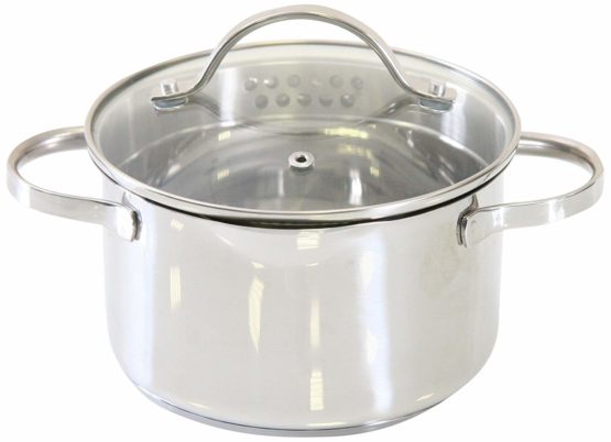 Axentia Pouring Spout Pado-Pasta Pot with Built in Strainer, Stainless Steel, Silver, 28 x 26.2 x 18.4 cm
