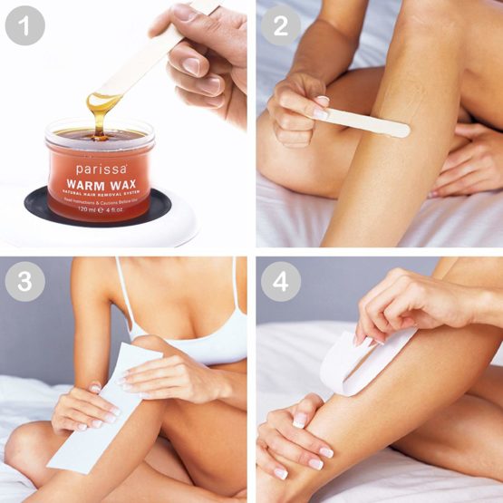 Parissa Warm Wax (Microwaveable), Hair Removal Waxing Kit Professional Strength for Body Waxing, 4 fl oz (120ml) Wax, 3 Spatulas, 20 Strips & 8ml Azulene Oil - Image 4