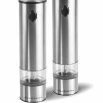 Cole & Mason H3004480 Battersea Salt and Pepper Mills | Electronic | Stainless Steel/Acrylic | 210mm | Gift Set | Includes 2 x Electric Salt and Pepper Grinders | Lifetime Mechanism Guarantee