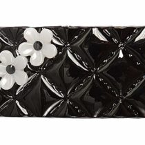 Caravan French Quilted Looking Barrette Hand Decorated with Daisy and Stones