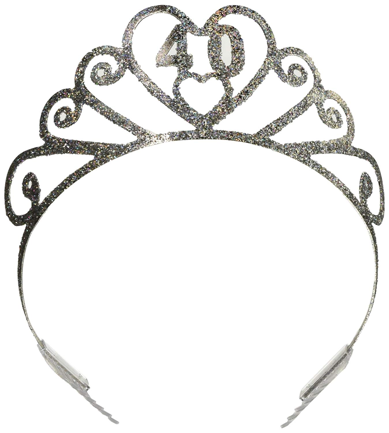 Beistle 60633-40 Glittered Metal 40" Tiara, Silver
