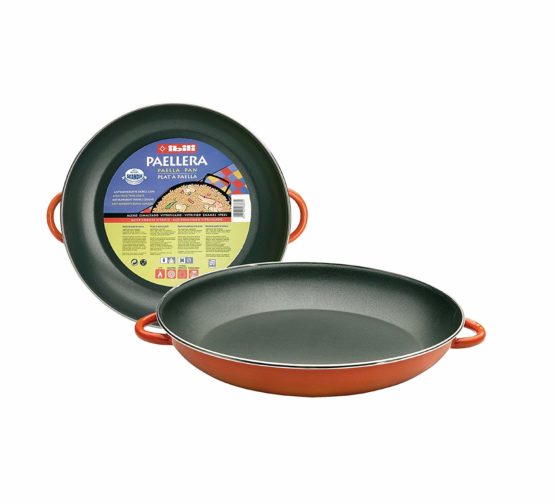 IBILI Paella pan with Metallic Handles 30 cm of Enamelled Steel, Stainless Steel, Orange/Black, 30 x 30 x 5.3 cm - Image 2