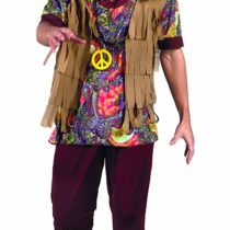 1960s Hippy Mens Fancy Dress Retro Groovy 60s Hippie Adults Costume Outfit