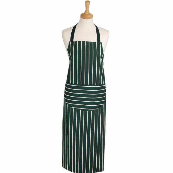 Classic Butcher's Stripe Extra Long Adult Apron in Racing Green