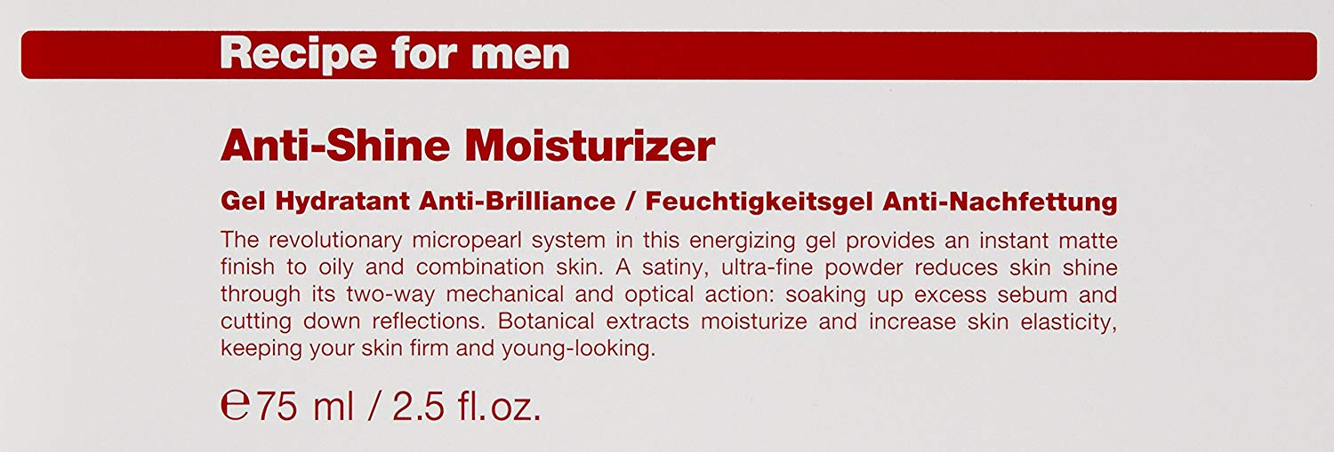 RECIPE FOR MEN Anti-Shine Moisturizer - Instant Matte Finish, Micropearl System for Oily/Combination Skin, Enhances Elasticity, 75 ml - Image 2
