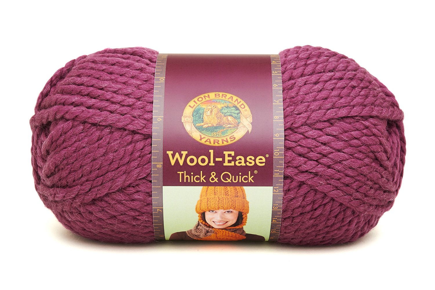 Lion Brand Yarn Wool-Ease Thick & Quick, Super Bulky Wool Blend Yarn for Knitting Crochet, and Crafts, Fig, 1 Pack