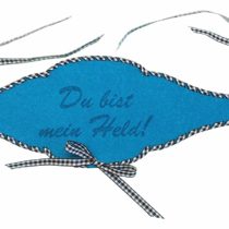 'Petra's Craft News A FBF36 °F5789 Bottle Turquoise Blue Felt Tape, You Are My Hero with Black Check Band Threaded