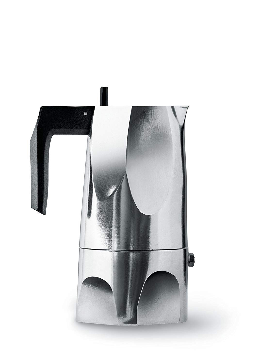 Alessi 3-Cup Ossidiana Espresso Coffee Maker in Aluminium Casting Handle with Knob in Thermo Plastic ResinBlack