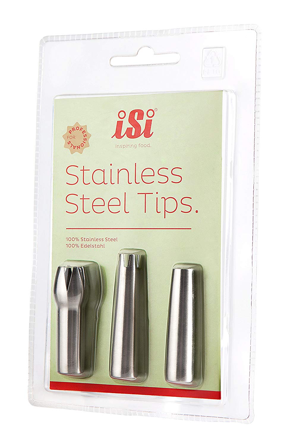 iSi Stainless Steel Tips - for Dressing Cream Desserts, Espumas, Sauces, Soups, Silver, Set of 3