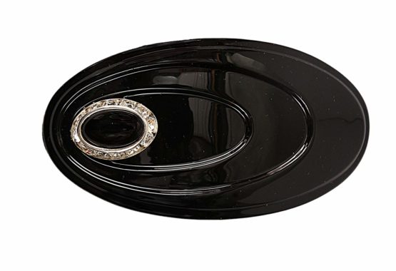 Caravan Jet/Crystal Stone Oval Hand Decorated Automatic Barrette