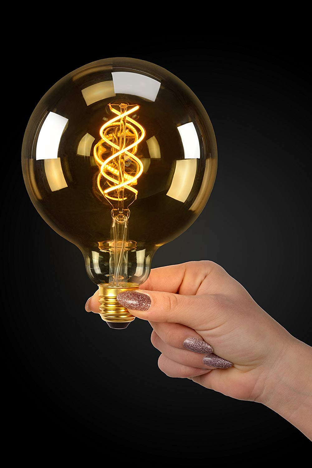 Lucide LED Bulb - Filament Bulb - diameter 12,5 cm - LED Dim. - 1x5W 2200K - Amber, 1 Stück (1er Pack) - Image 3