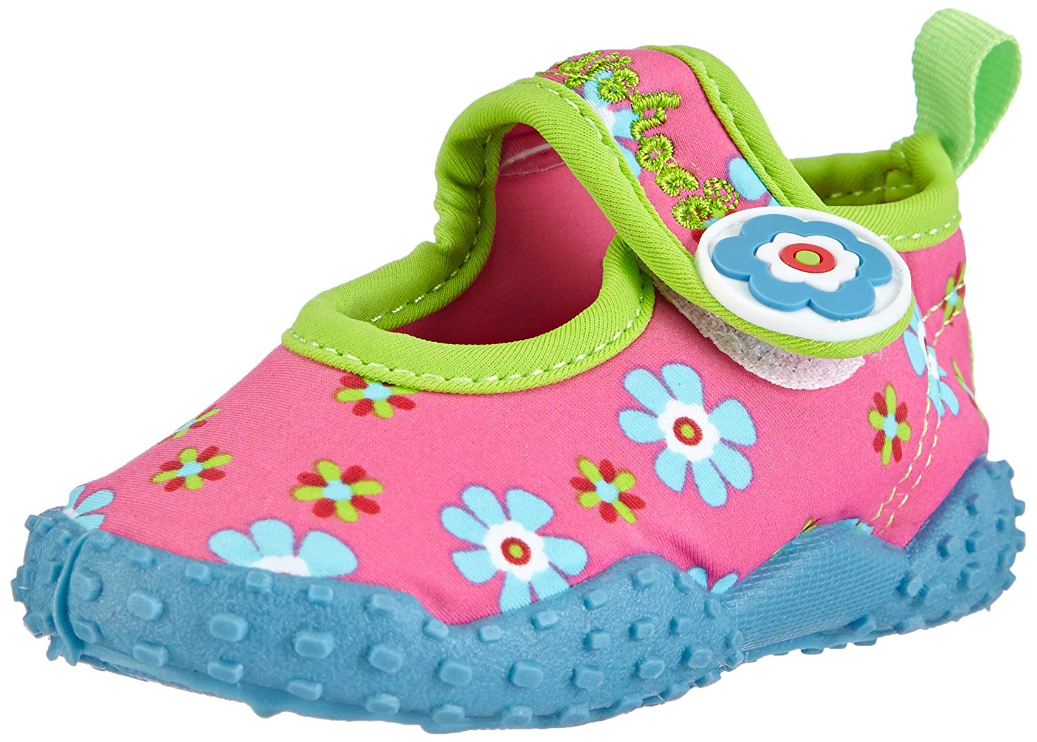 Playshoes Girls UV Protection Aqua Shoes Flowers, 174759, Size EU 18/19, Pink Pink 18, 2.5 UK Child