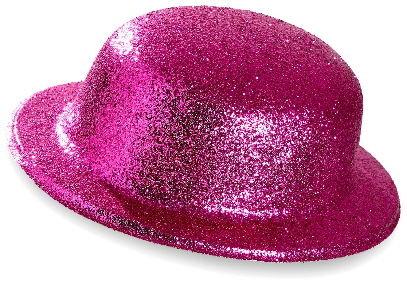 WIDMANN 28044 - Glitter Bowler Hat Adult Unisex, Birthday Party, New Year, Brazilian Carnival, Carnival, Pink Color