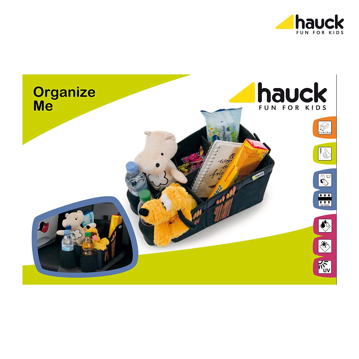 Hauck Organize Me Car Seat Organizer Back Seat with Belt Attachment and Carry Handle, Cup Holders and Foldable Pockets, Grey - Image 4