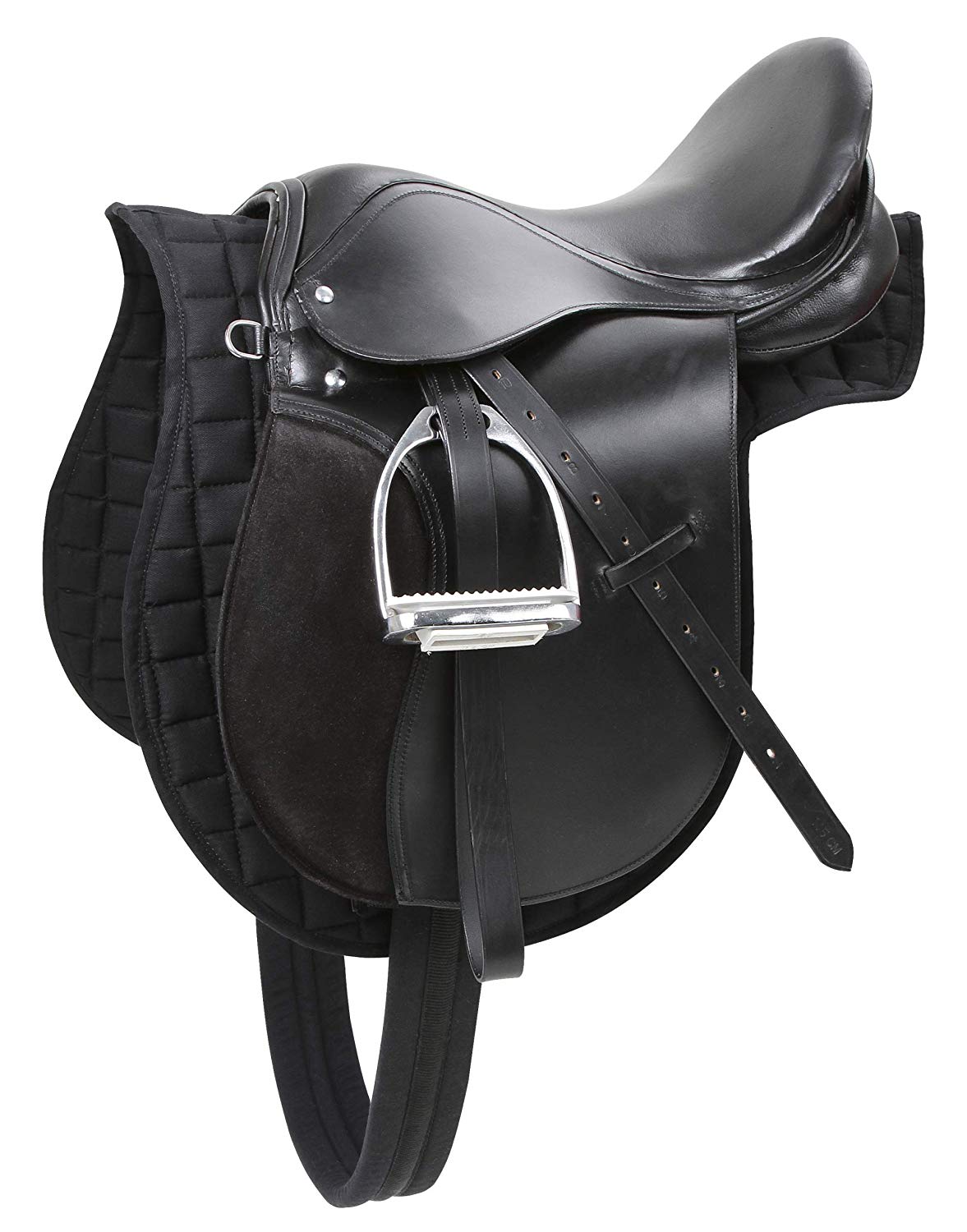 Kerbl 32196 Pony saddle set including belt, blanket, stirrups, stirrups, black, type 100