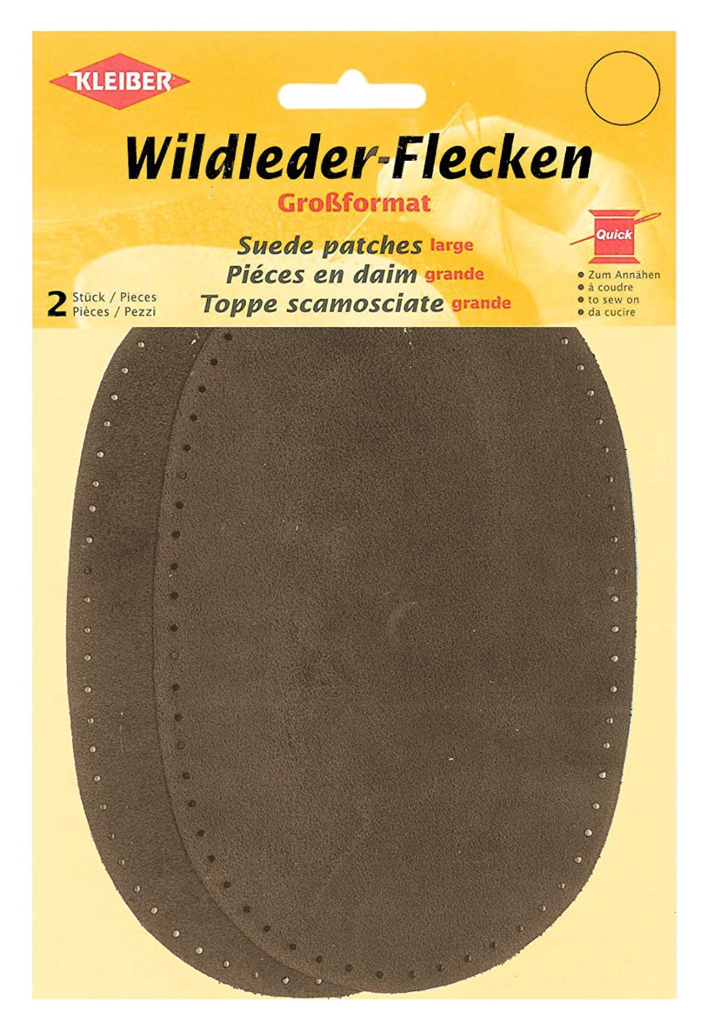 Kleiber Large Suede Sew on Trouser/Arm Patches, Brown, 16 cm x 10 cm