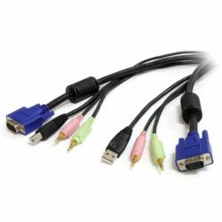 StarTech 10 ft 4-in-1 USB VGA KVM Cable with Audio and Microphone - VGA KVM Cable - USB KVM Cable - KVM Switch Cable (USBVGA4N1A10)
