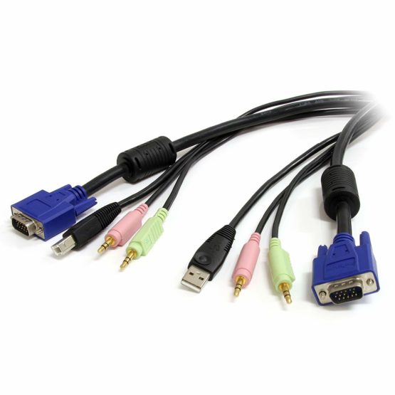 StarTech 10 ft 4-in-1 USB VGA KVM Cable with Audio and Microphone - VGA KVM Cable - USB KVM Cable - KVM Switch Cable (USBVGA4N1A10)