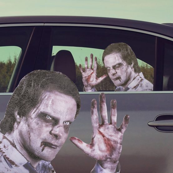 Thumbs Up rw Zomlhd Ride With A Zombie Window Sticker - Image 3