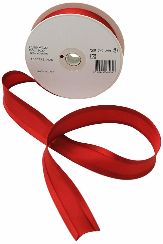 Inastri Acetate Satin Bias Binding 25/5/5mm Colour Red 2020
