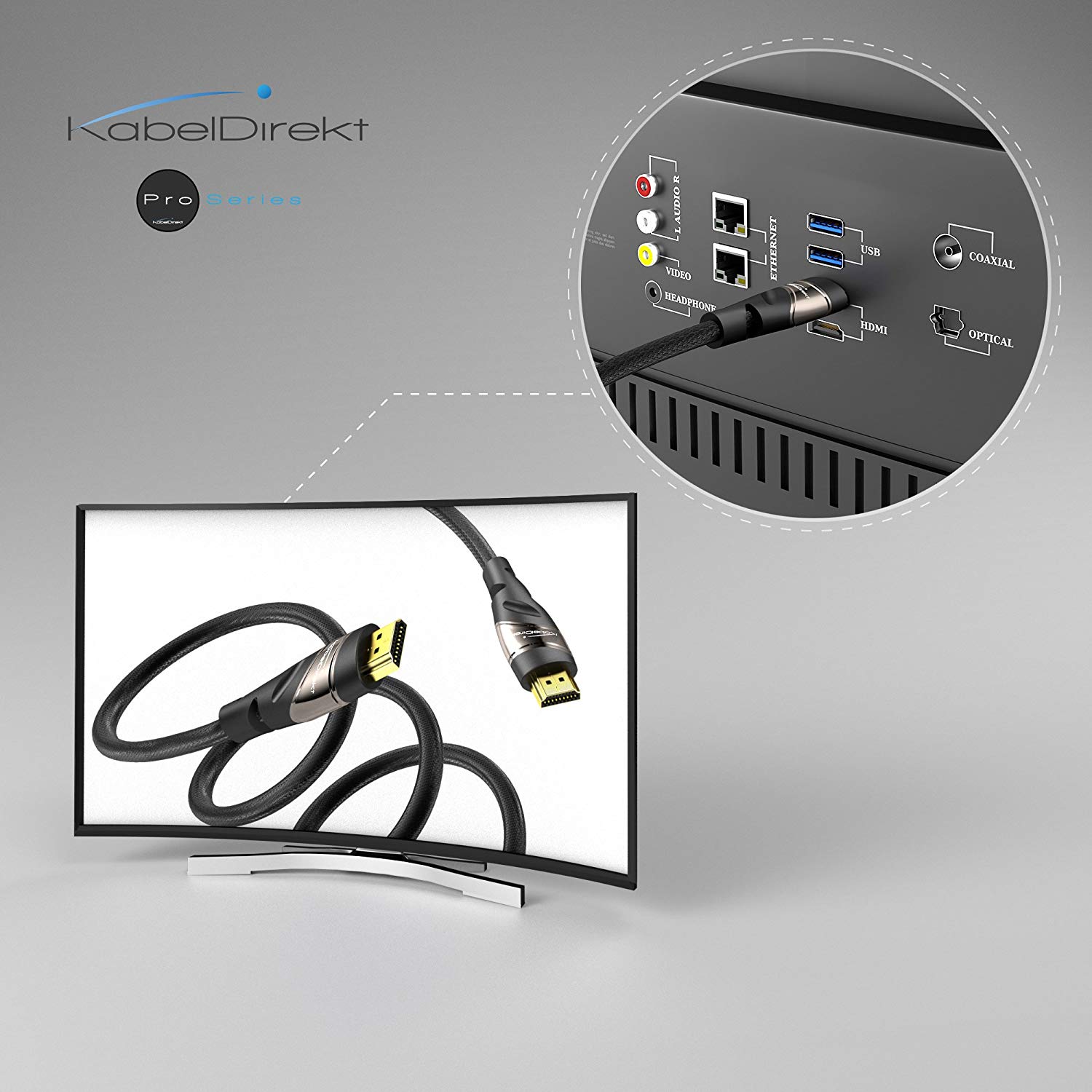 KabelDirekt - 5m HDMI Cable 4K / Cord (High Speed HDMI with Ethernet, 4K@60HZ,1080p FullHD, UHD/Ultra HD, 3D, ARC, PS4/PS5/Xbox, HDTV) - Image 4