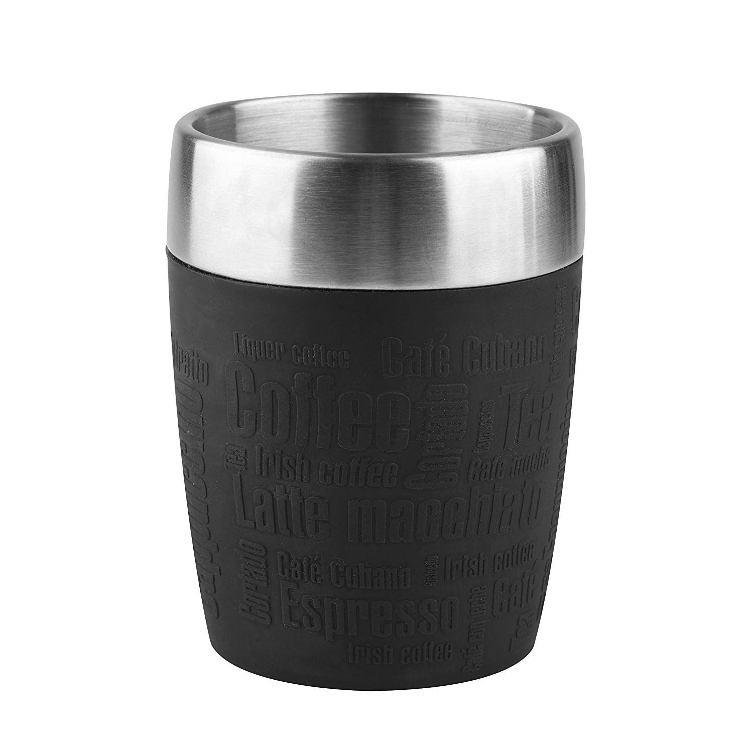 Emsa 514514 Travel Cup, insulated drinking cup with rotating closure, 200 ml, black, 9 Count (Pack of 1)