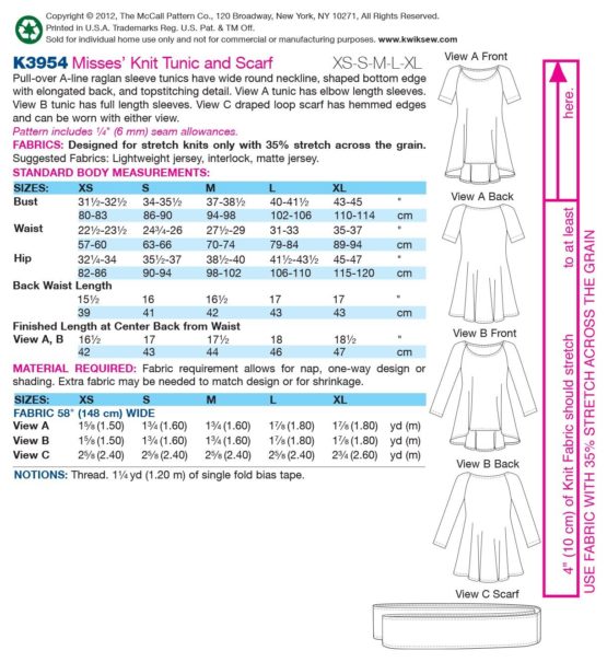 KWIK - SEW PATTERNS K3954 All Sizes Misses' Tunic, Pack of 1, White - Image 2