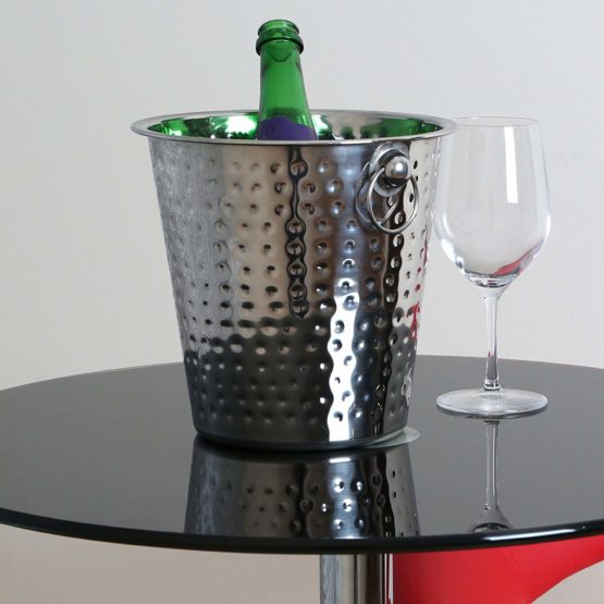 Premier Housewares Champagne Bucket - Hammered Stainless Steel - Image 3