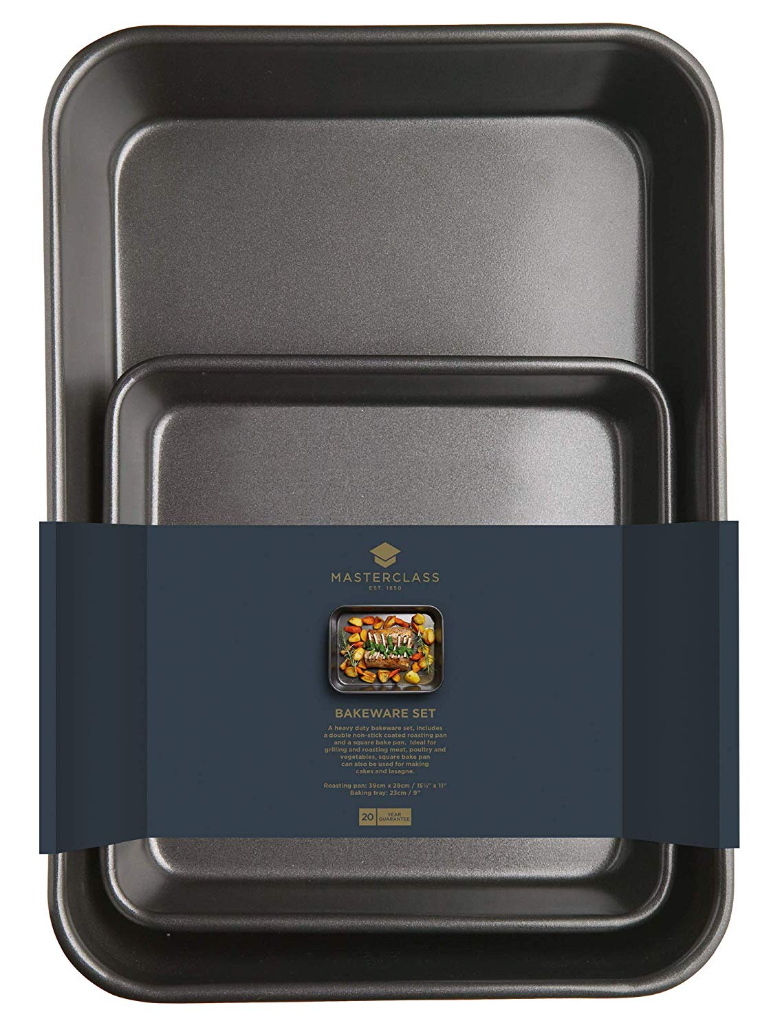 MasterClass KCMCHBSET2 Bakeware Set including Deep Roasting Tray and Square Baking Tin - Image 2