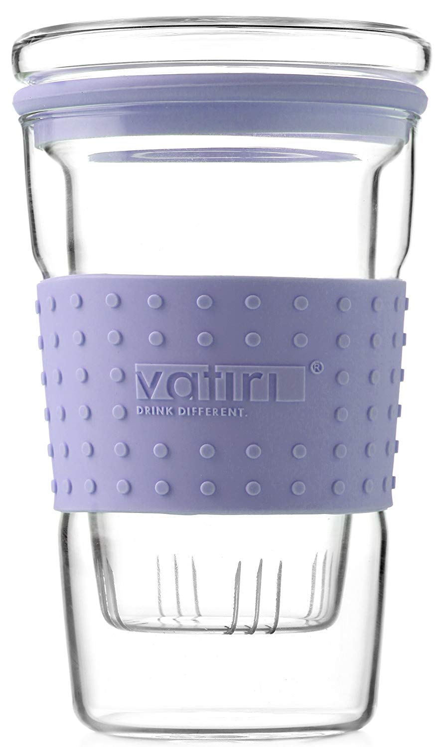 TEA SOUL Glass Infuser with Violet Holder, Multicoloured, 360 ml, Multicolor, 10.00 x 10.00 x 19.00 cm