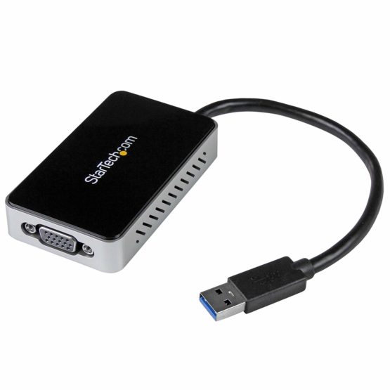 StarTech USB 3.0 to VGA Adapter with 1 Port USB Hub - 1920x1200 - External Video & Graphics Card - Dual Monitor Display Adapter - Supports Windows (USB32VGAEH),Black