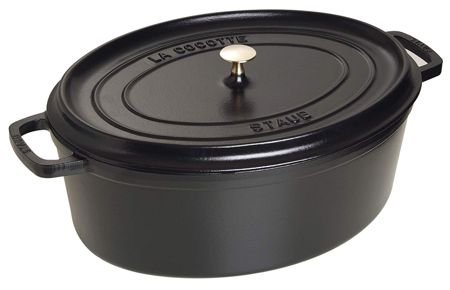 Staub Cast Iron Roaster/Cocotte, Oval 31 cm, 5.5 L, Black, diameter 31 cm