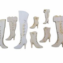 'Petra's Craft News PZH5S14 Wood Set Boots - 2 Each of 6 different designs plus 2 with Hole (14 Pieces)