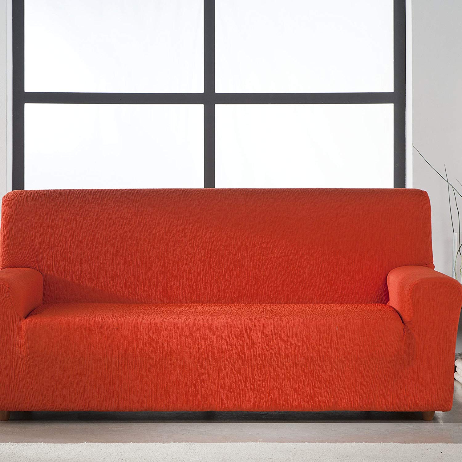 Zebra 12439 Sofa Cover Elastic Beta 4 Seater Orange BigaMart