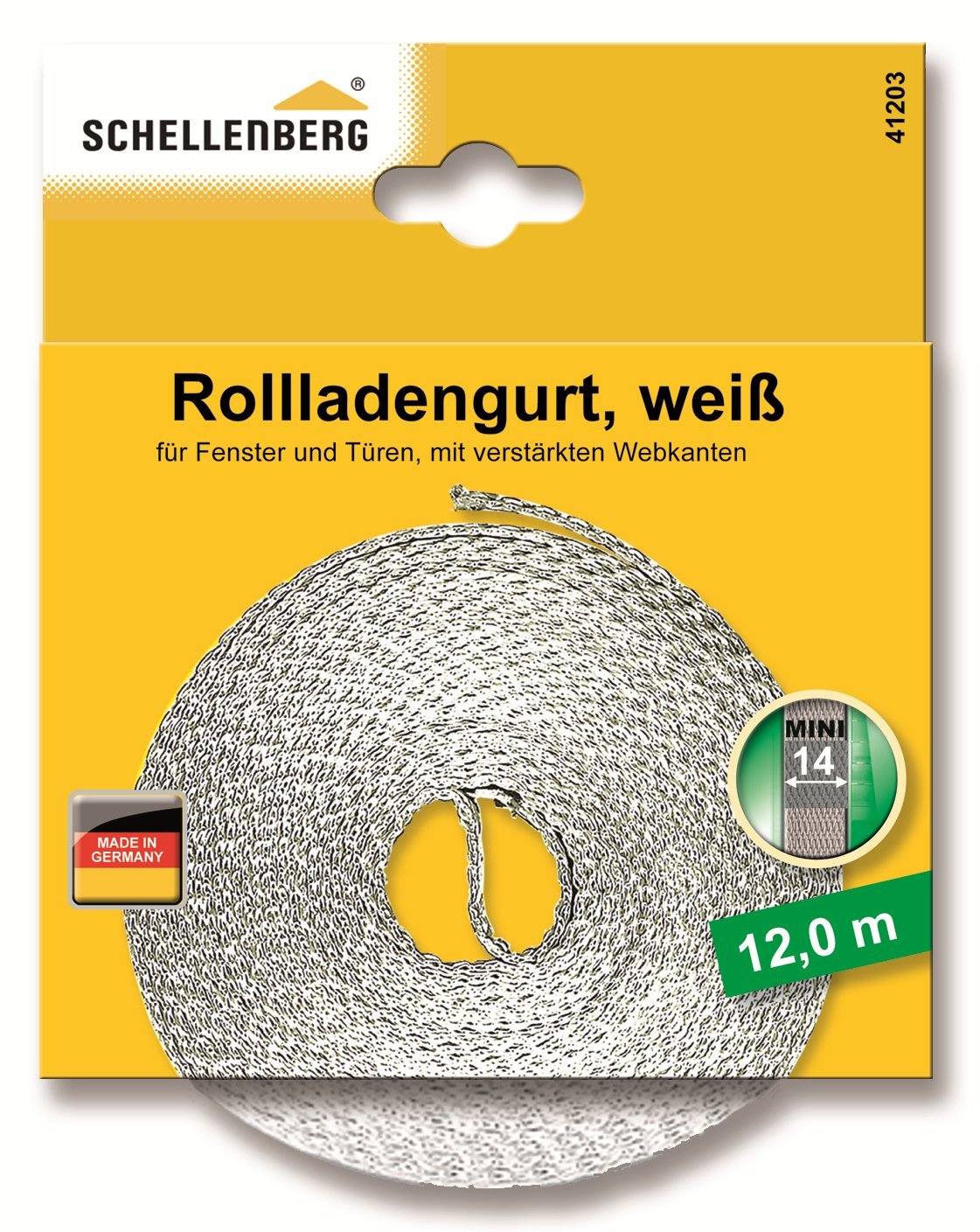 Schellenberg 41203 Roller Shutter Belt 14 mm / 12 m White, 12,0 Meter
