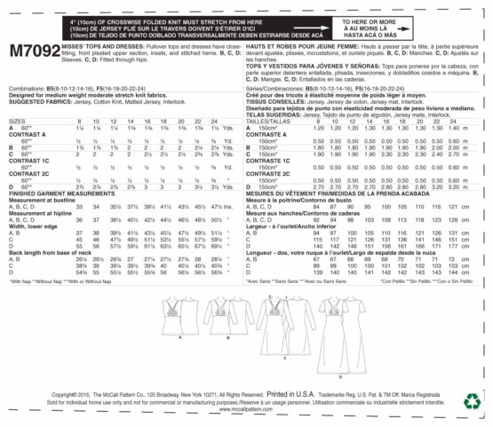 McCall's Patterns MC7092 B5,Misses Tops and Dresses,Sizes 8-10-12-14-16 - Image 2
