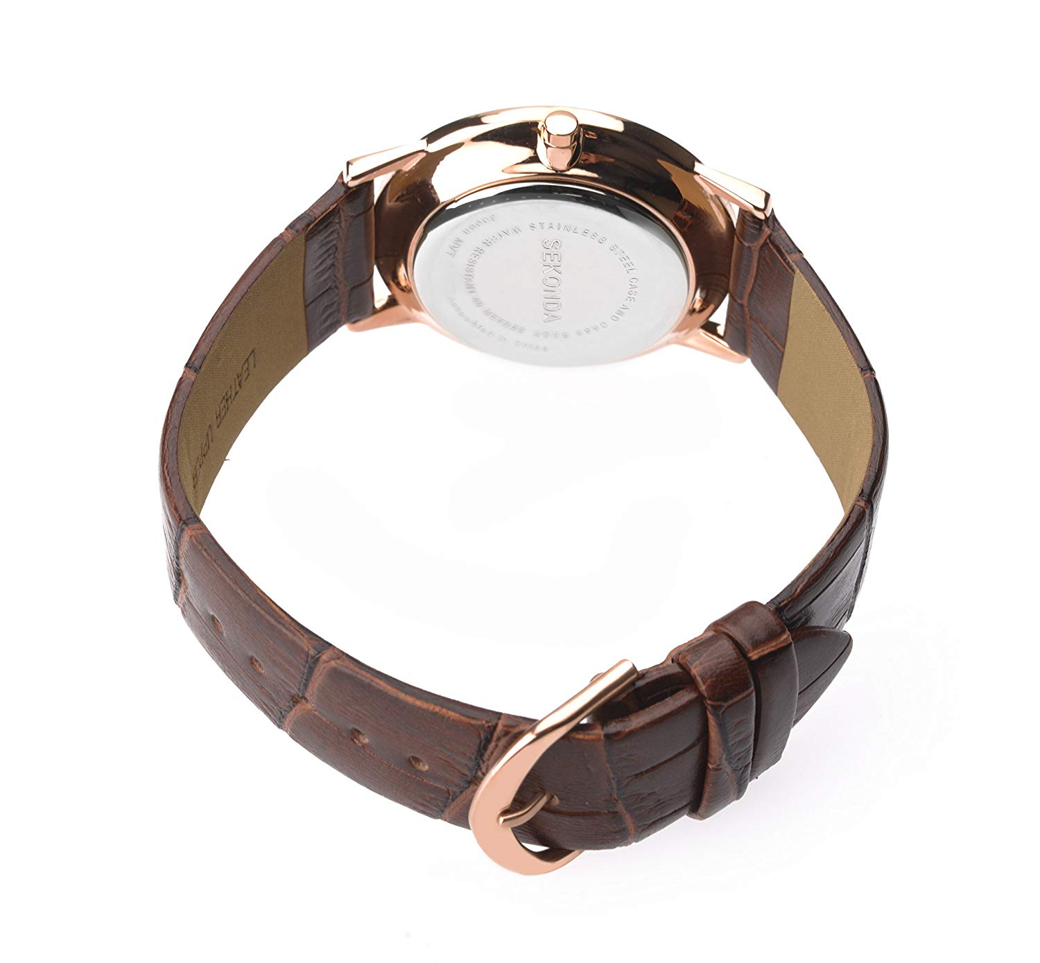 Sekonda Men's Quartz Watch with Black Dial Analogue Display and Brown Leather Strap 3207.27 - Image 3