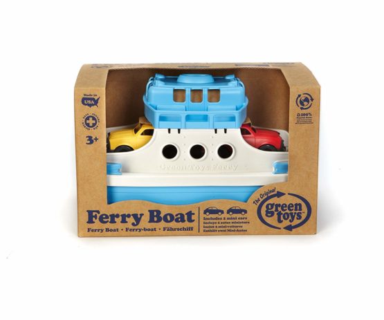 Green Toys Ferry Boat with Mini Cars Bathtub Toy, Blue/White - Image 2
