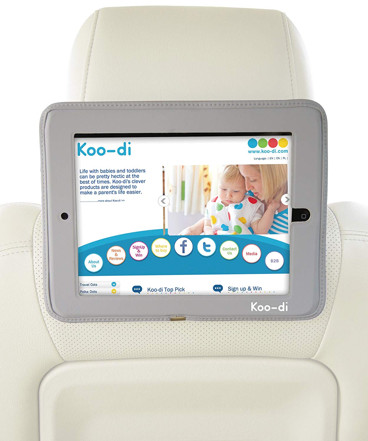 Koo-Di Stay Tuned Tablet Holder for Car - Grey - Image 3
