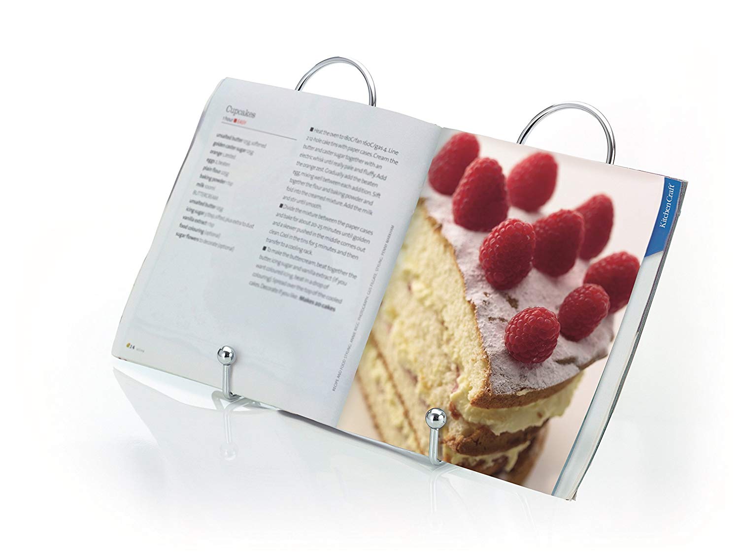 KitchenCraft Adjustable Folding Cookbook Stand / Tablet Holder, Metal