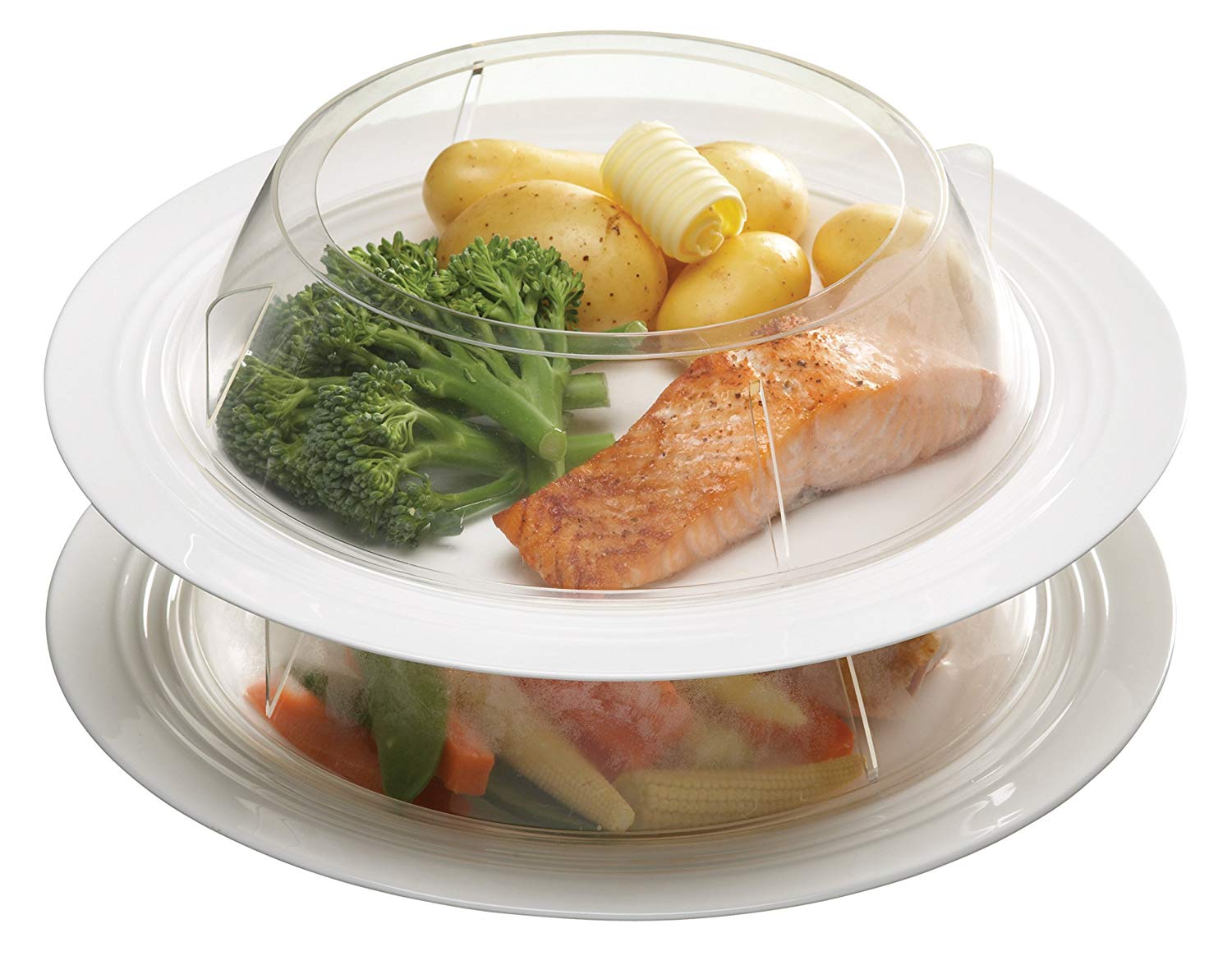 KitchenCraft Microwave Plate Stacking Rings, Set of 2 BigaMart