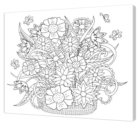 Pintcolor Frame with Printed Canvas to Coloring, Spruce wood, White/Black, 40 x 50 x 3.5 cm