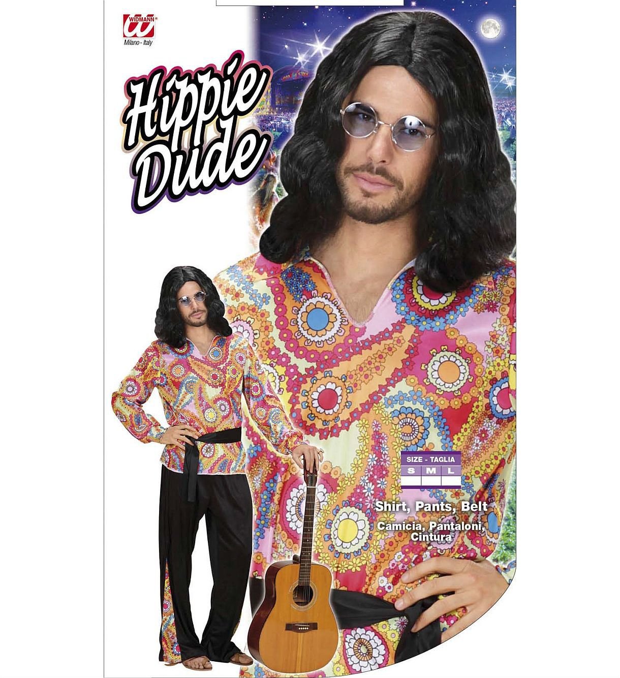 Hippie Dude Costume Extra Large for 60s 70s Hippy Fancy Dress, Multicolour, Mens XL, Mens -> Chest 46-48 - Image 2