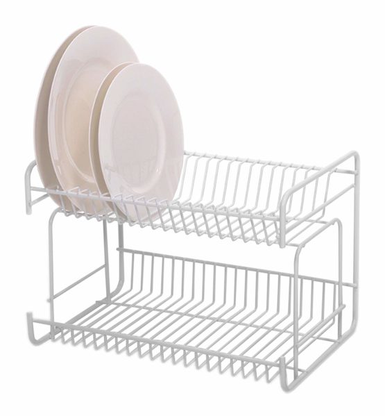 Delfinware 2013W White 2 Tier Small Plate Rack