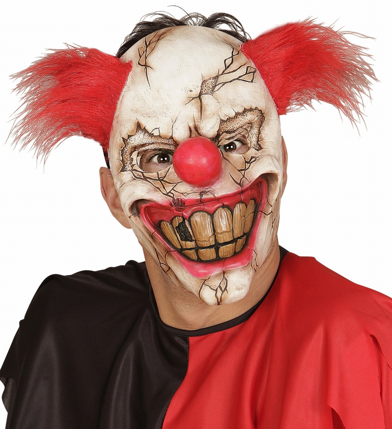 Widmann Half Face Mask Killer Clown with Hair Carnival Halloween Party Costumes, Multi-coloured, standard size